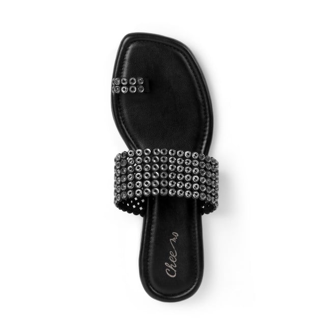 Cheemo Women Black Ethnic Slip Ons (SKU: 92-219-11-36)