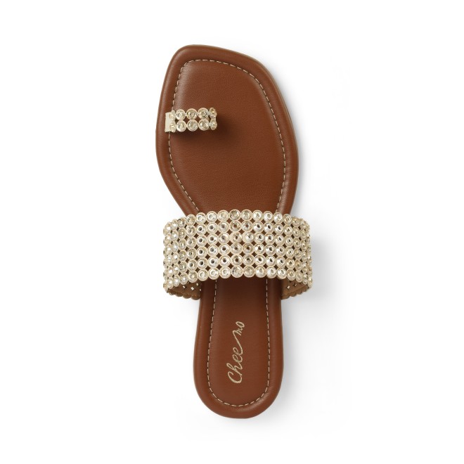 Cheemo Women Gold Ethnic Slip Ons (SKU: 92-219-15-36)