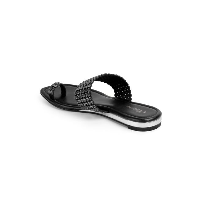 Cheemo Women Black Ethnic Slip Ons (SKU: 92-219-11-36)