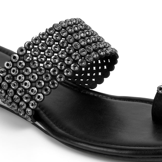 Cheemo Women Black Ethnic Slip Ons (SKU: 92-219-11-36)