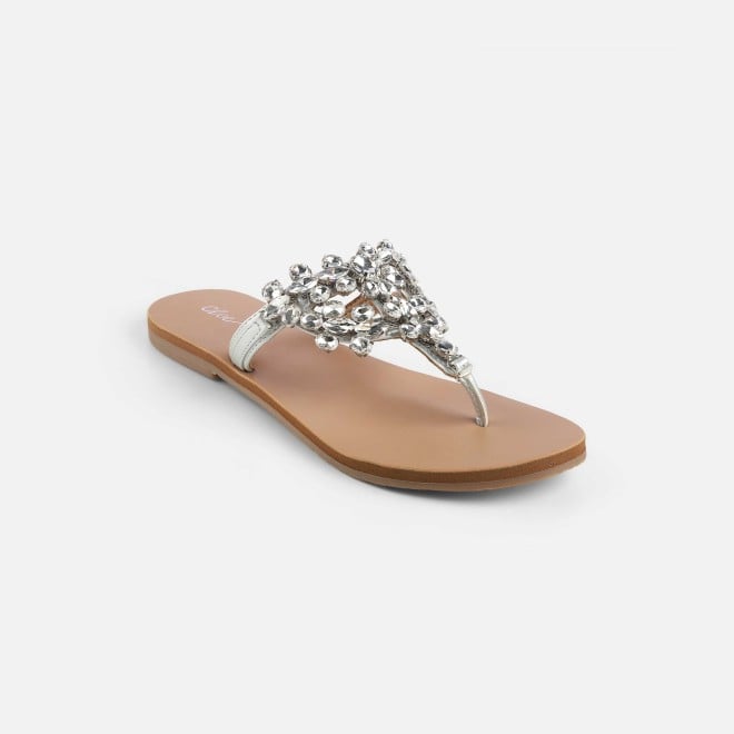 Cheemo Women Silver Casual Slippers (SKU: 92-228-27-37)