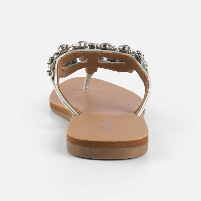 Cheemo Women Silver Casual Slippers (SKU: 92-228-27-37)