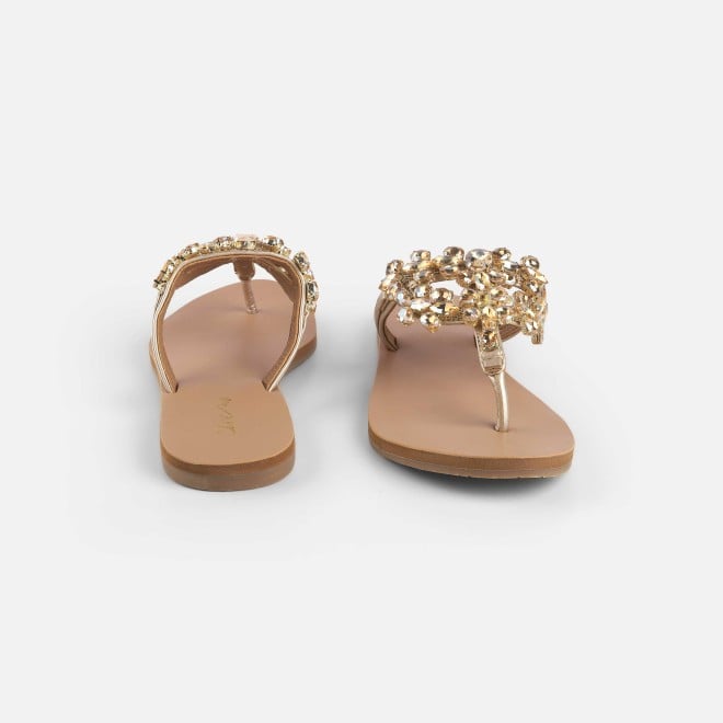 Cheemo Women Gold Casual Slippers (SKU: 92-228-15-37)