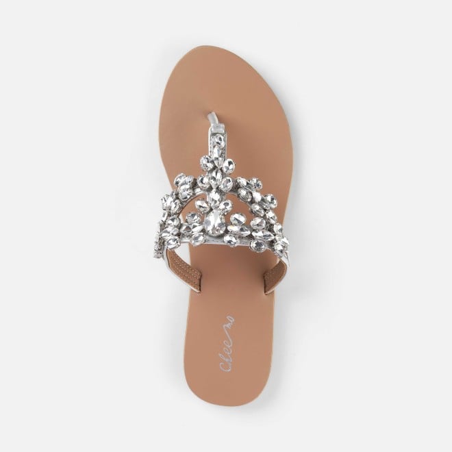 Cheemo Women Silver Casual Slippers (SKU: 92-228-27-37)