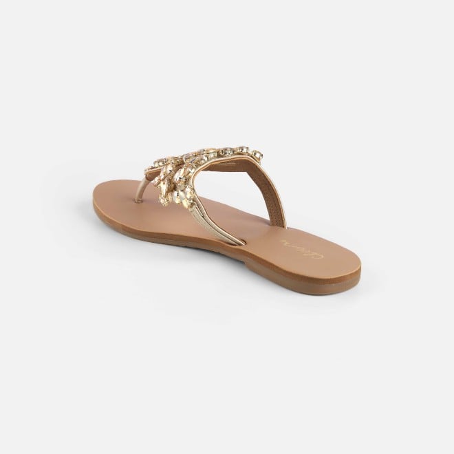 Cheemo Women Gold Casual Slippers (SKU: 92-228-15-37)