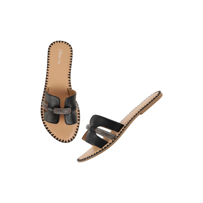 Cheemo Women Black Casual Slip Ons (SKU: 92-229-11-36)