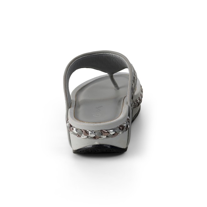 Cheemo Women Gun-metal Casual Slippers (SKU: 92-245-29-37)
