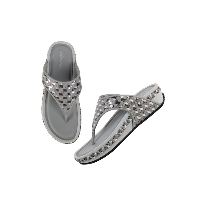 Cheemo Women Gun-metal Casual Slippers (SKU: 92-245-29-37)
