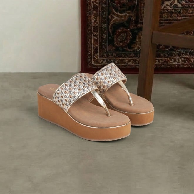 Cheemo Women Antic-gold Casual Slip Ons