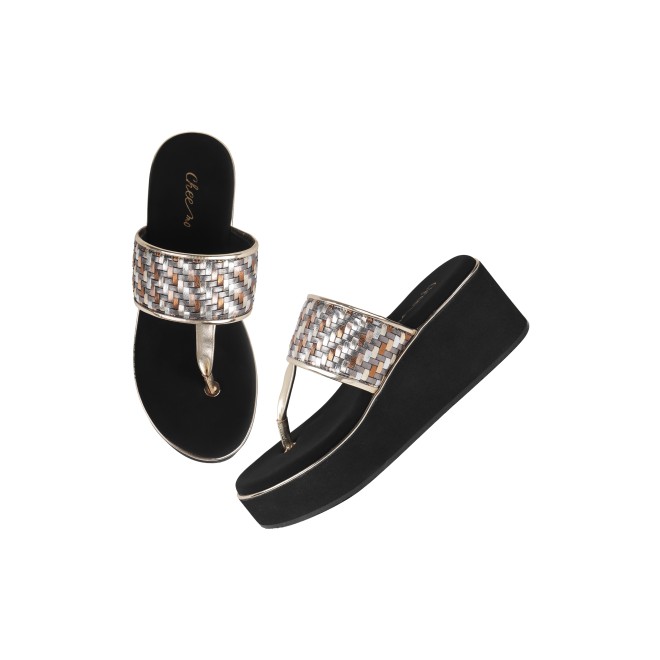 Cheemo Women Gun-metal Casual Slip Ons (SKU: 92-249-29-37)