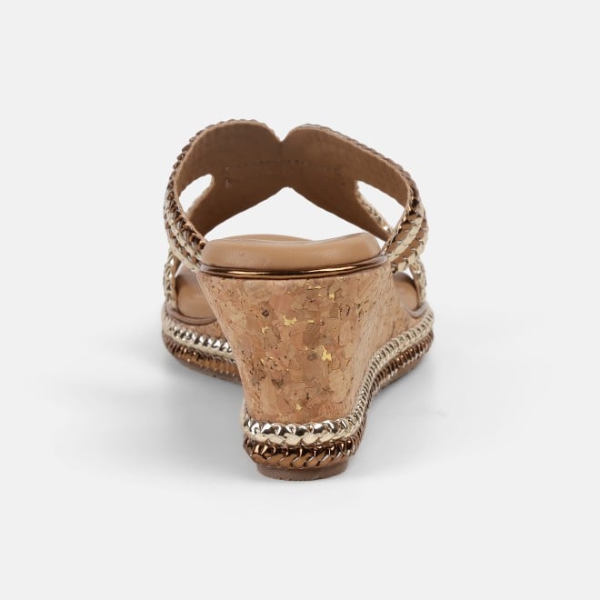 Cheemo Women Gold Ethnic Slip Ons (SKU: 92-255-15-37)