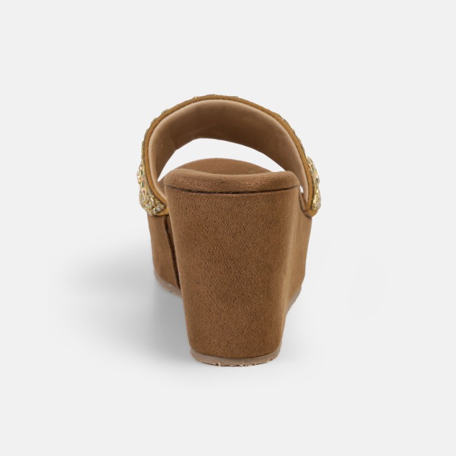 Cheemo Women Antic-gold Ethnic Slip Ons (SKU: 92-257-28-40)