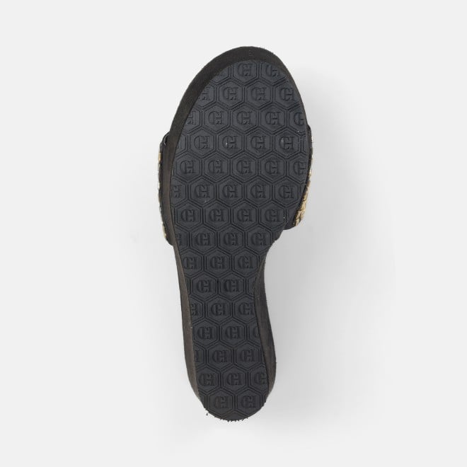 Cheemo Women Black Ethnic Slip Ons (SKU: 92-257-11-40)