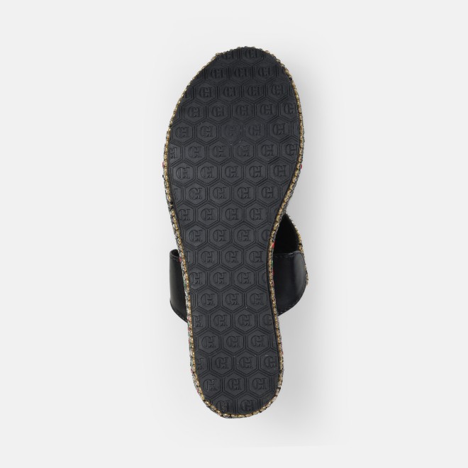 Cheemo Women Black Ethnic Slip Ons (SKU: 92-258-11-37)