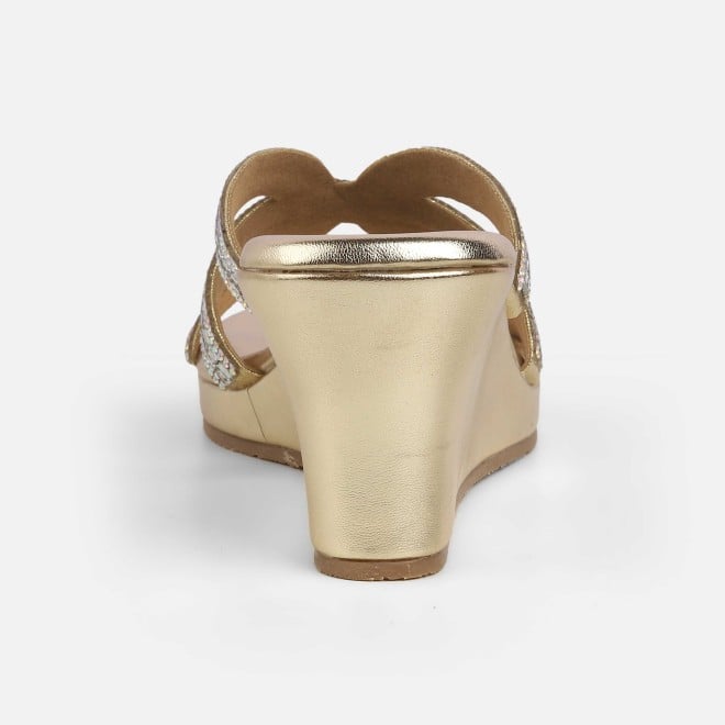 Cheemo Women Gold Party Slip Ons (SKU: 92-259-15-37)