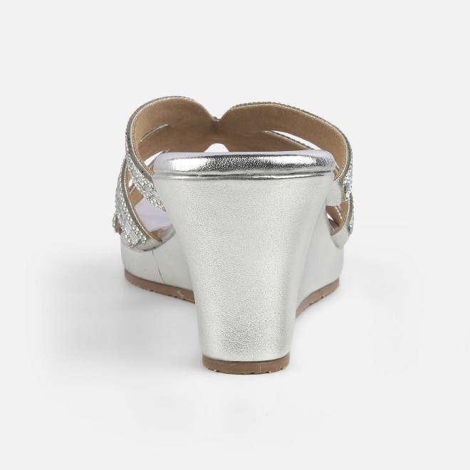 Cheemo Women Silver Party Slip Ons (SKU: 92-259-27-37)