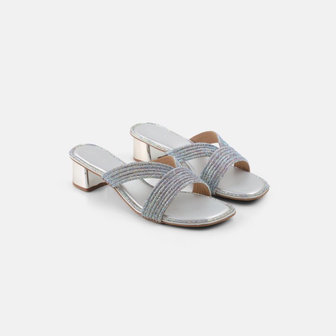 Cheemo Women Silver Ethnic Slip Ons (SKU: 92-260-27-36)