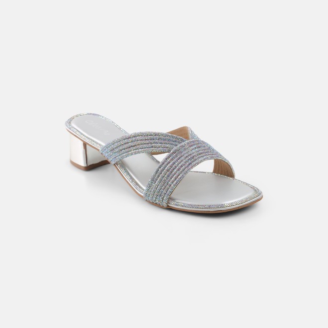 Cheemo Women Silver Ethnic Slip Ons (SKU: 92-260-27-36)