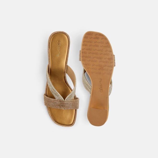 Cheemo Women Antic-gold Ethnic Slip Ons (SKU: 92-260-28-36)