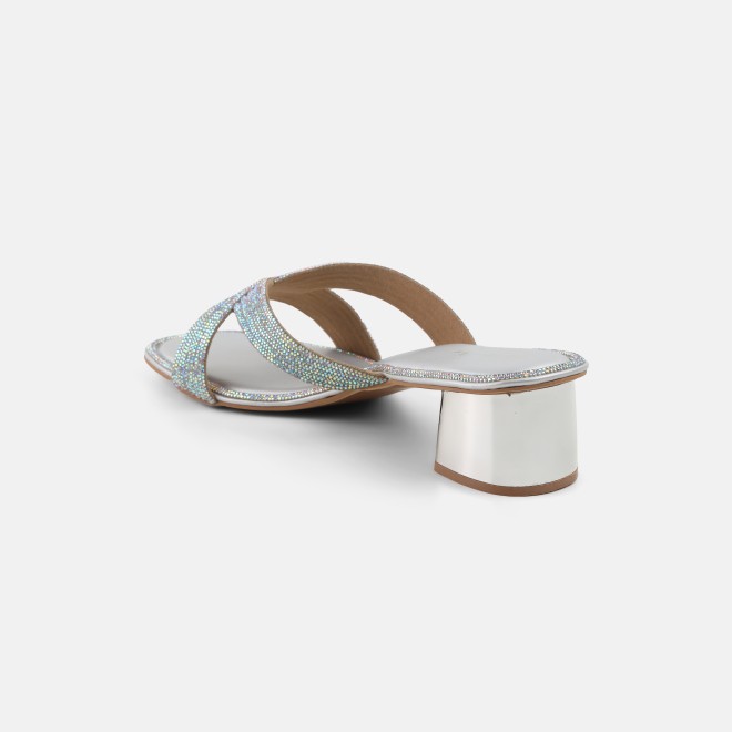 Cheemo Women Silver Ethnic Slip Ons (SKU: 92-260-27-36)