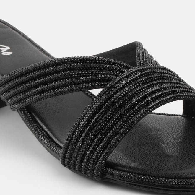 Cheemo Women Black Ethnic Slip Ons (SKU: 92-260-11-37)