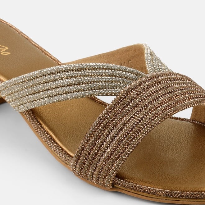 Cheemo Women Antic-gold Ethnic Slip Ons (SKU: 92-260-28-36)