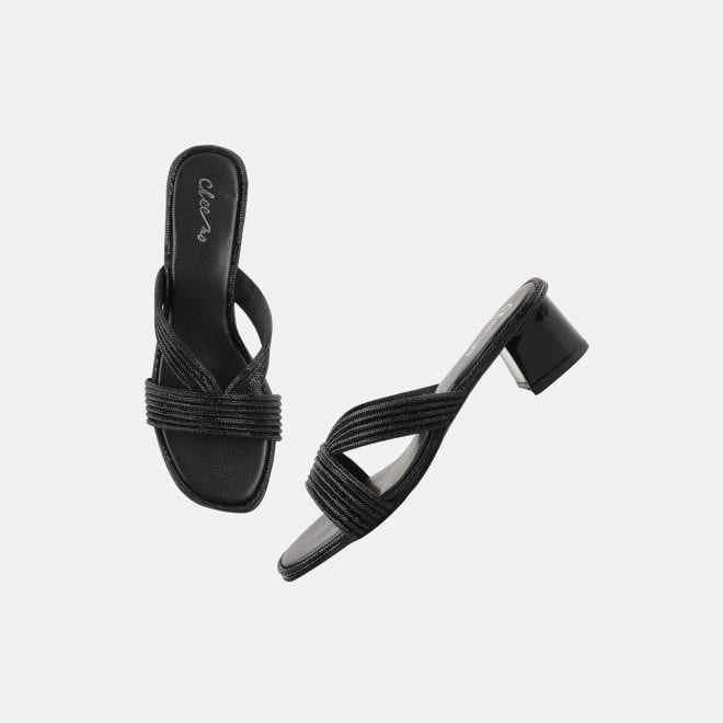 Cheemo Women Black Ethnic Slip Ons (SKU: 92-260-11-37)