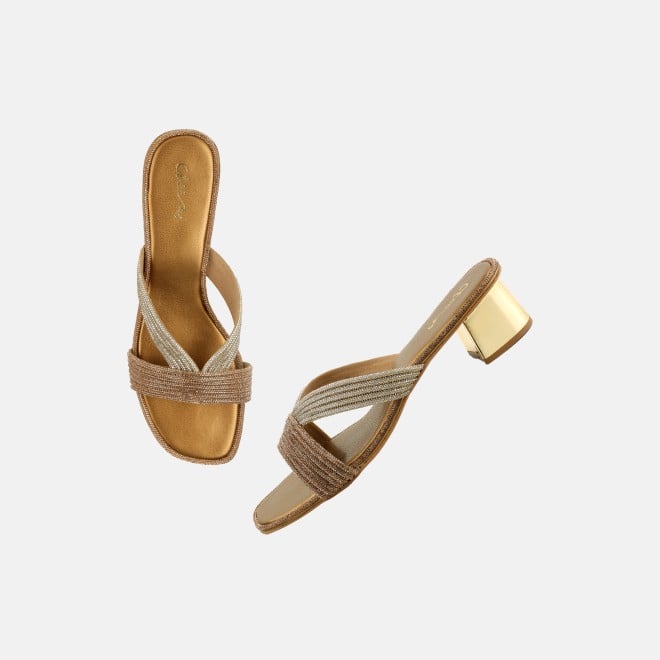 Cheemo Women Antic-gold Ethnic Slip Ons (SKU: 92-260-28-36)