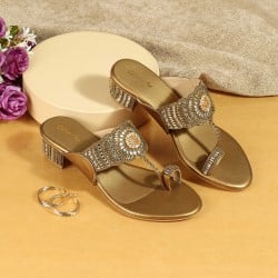 Women Antic-gold Ethnic Slip Ons