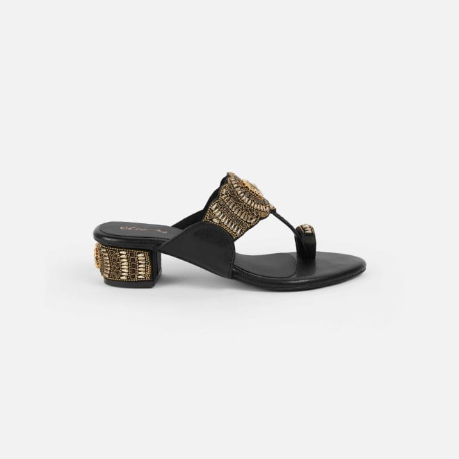 Cheemo Women Black Ethnic Slip Ons (SKU: 92-261-11-37)