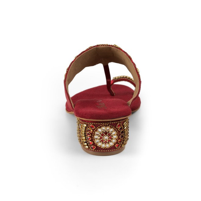 Cheemo Women Maroon Ethnic Slip Ons (SKU: 92-261-44-37)