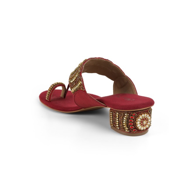 Cheemo Women Maroon Ethnic Slip Ons (SKU: 92-261-44-37)
