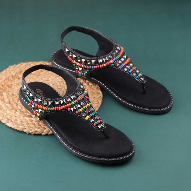 Cheemo Women Black Ethnic Sandals (SKU: 92-278-11-37)