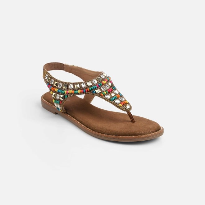 Cheemo Women Antic-gold Ethnic Sandals (SKU: 92-278-28-37)