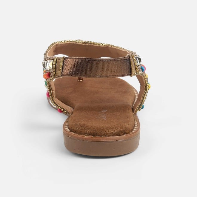 Cheemo Women Antic-gold Ethnic Sandals (SKU: 92-278-28-37)