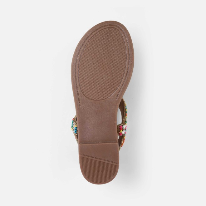 Cheemo Women Antic-gold Ethnic Sandals (SKU: 92-278-28-37)