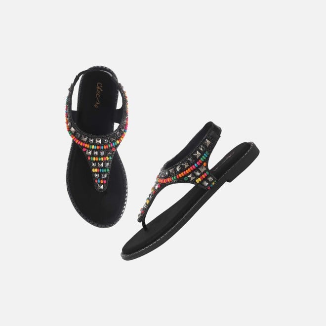 Cheemo Women Black Ethnic Sandals (SKU: 92-278-11-37)