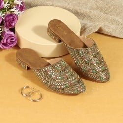 Women Antic-gold Ethnic Slip Ons