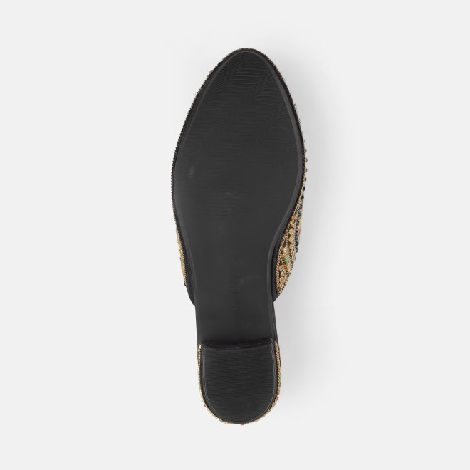 Cheemo Women Black Ethnic Slip Ons (SKU: 92-281-11-37)