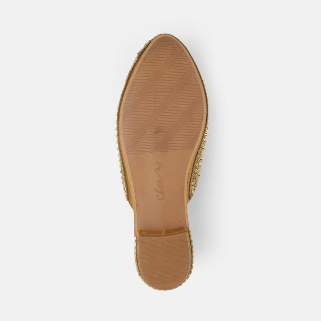 Cheemo Women Antic-gold Ethnic Slip Ons (SKU: 92-281-28-37)