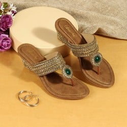Women Antic-gold Ethnic Slip Ons