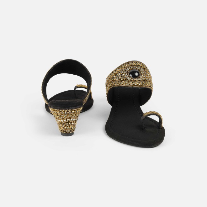 Cheemo Women Black Ethnic Slip Ons (SKU: 92-283-11-37)