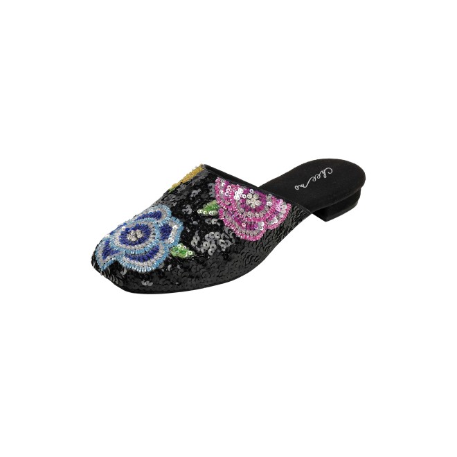 Cheemo Women Black Ethnic Slip Ons (SKU: 92-284-11-37)