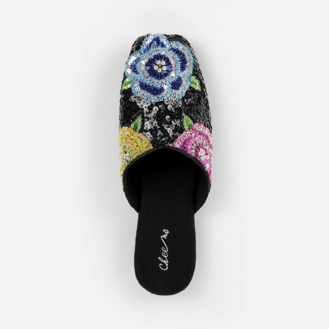 Cheemo Women Black Ethnic Slip Ons (SKU: 92-284-11-37)