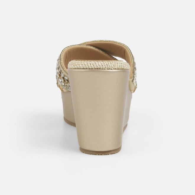 Cheemo Women Gold Ethnic Slip Ons (SKU: 92-285-15-36)