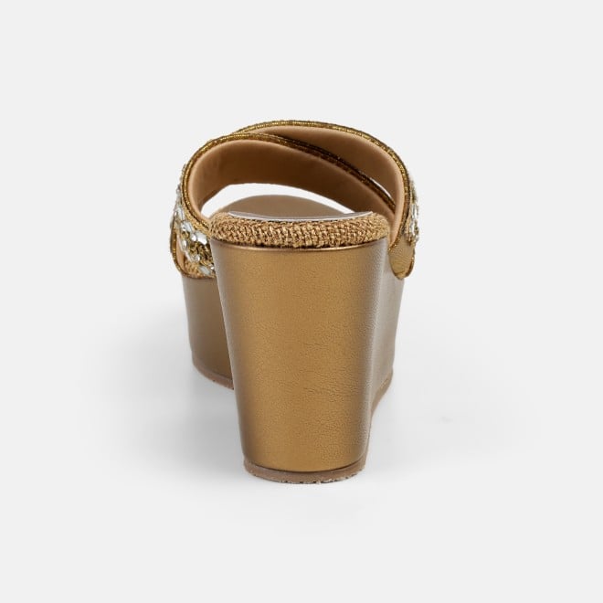 Cheemo Women Antic-gold Ethnic Slip Ons (SKU: 92-285-28-37)