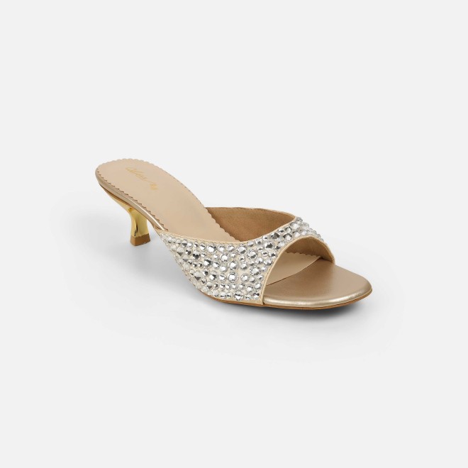 Cheemo Women Gold Party Slip Ons (SKU: 92-286-15-37)