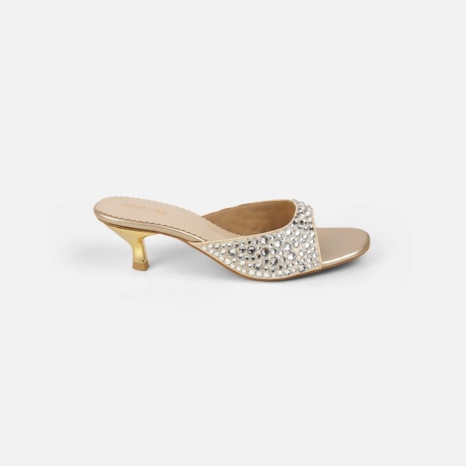Cheemo Women Gold Party Slip Ons (SKU: 92-286-15-37)