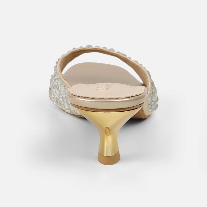 Cheemo Women Gold Party Slip Ons (SKU: 92-286-15-37)