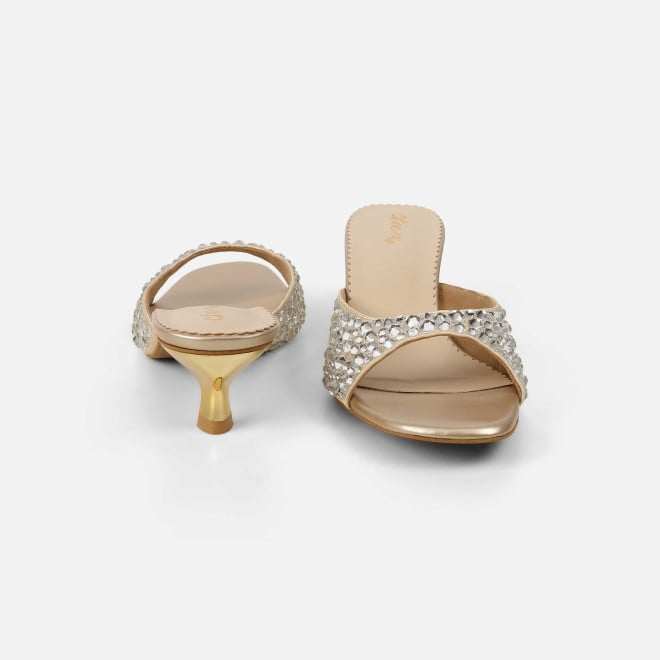 Cheemo Women Gold Party Slip Ons (SKU: 92-286-15-37)